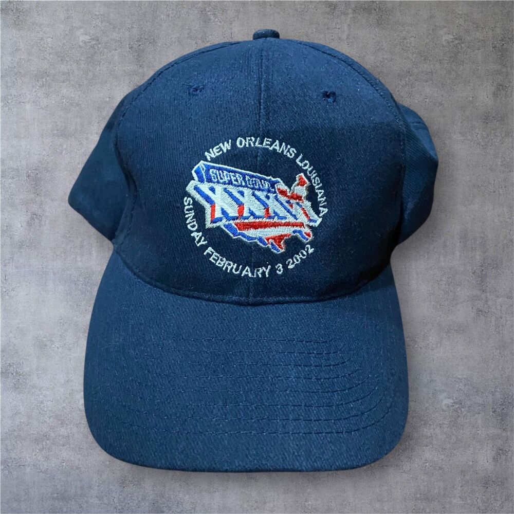 NFL 2002 Super Bowl XXXVI 36 New Orleans Navy Strapback Hat Cap Men's One Size